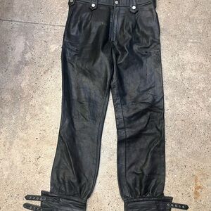 OOAK Vintage Custom Black Leather Pants with Buckles Women’s L LG Large